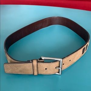Men’s Brown & Tan Leather & Suede Coach Belt 34